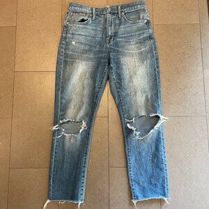 Madewell High-Rise Slim Crop Boyjean: Knee-Rip Edition-Size 26